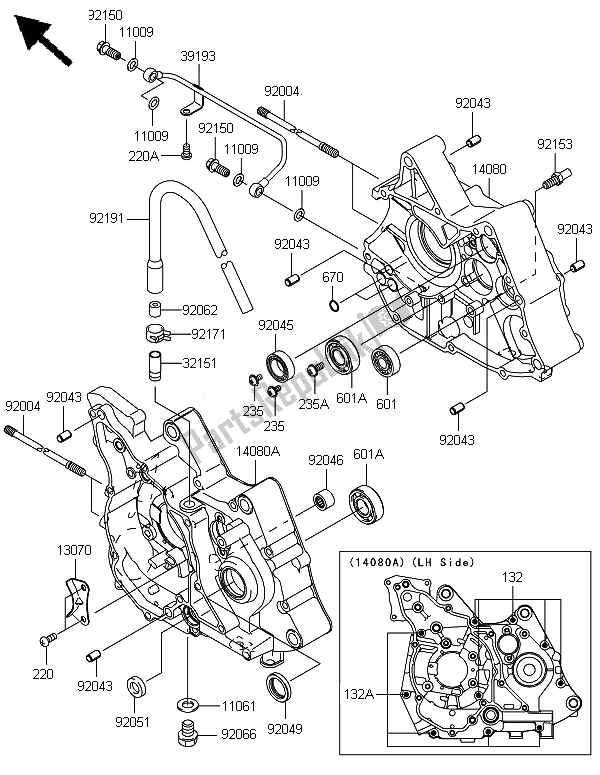 All parts for the Crankcase of the Kawasaki KLX 110 2014