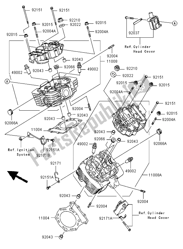 All parts for the Cylinder Head of the Kawasaki VN 1600 Classic 2006