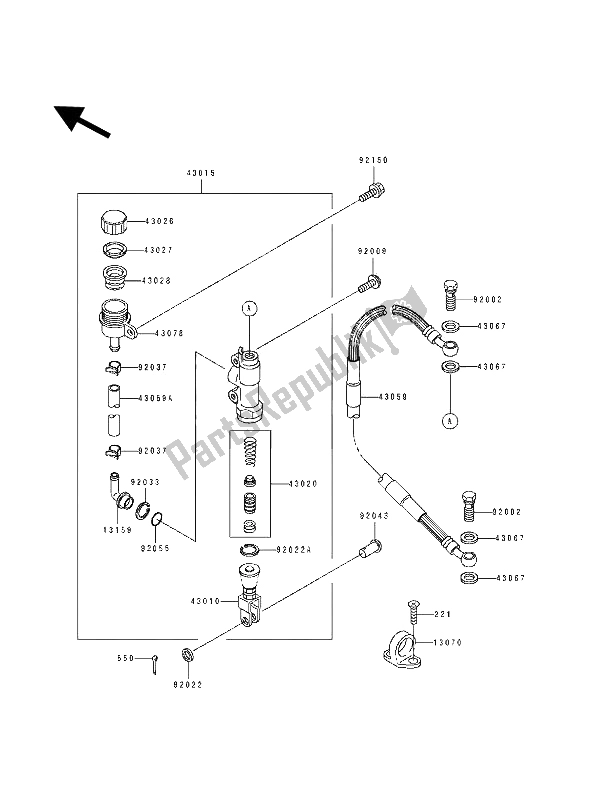 Tutte le parti per il Pompa Freno Posteriore del Kawasaki KX 100 1993