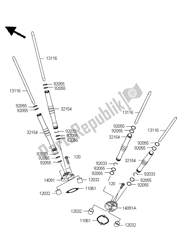 All parts for the Push Rod of the Kawasaki VN 2000 Classic 2008