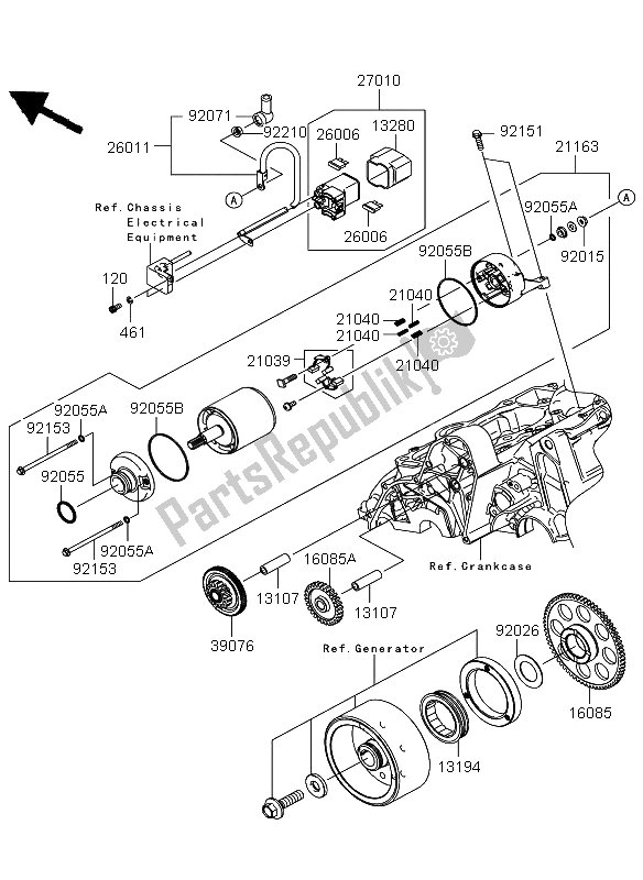 All parts for the Starter Motor of the Kawasaki Versys 650 2012