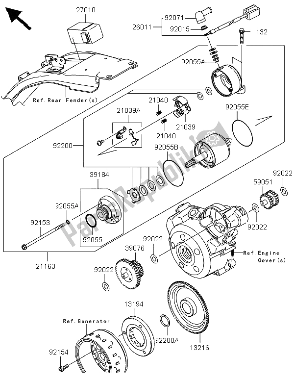 All parts for the Starter Motor of the Kawasaki KLX 125 2013