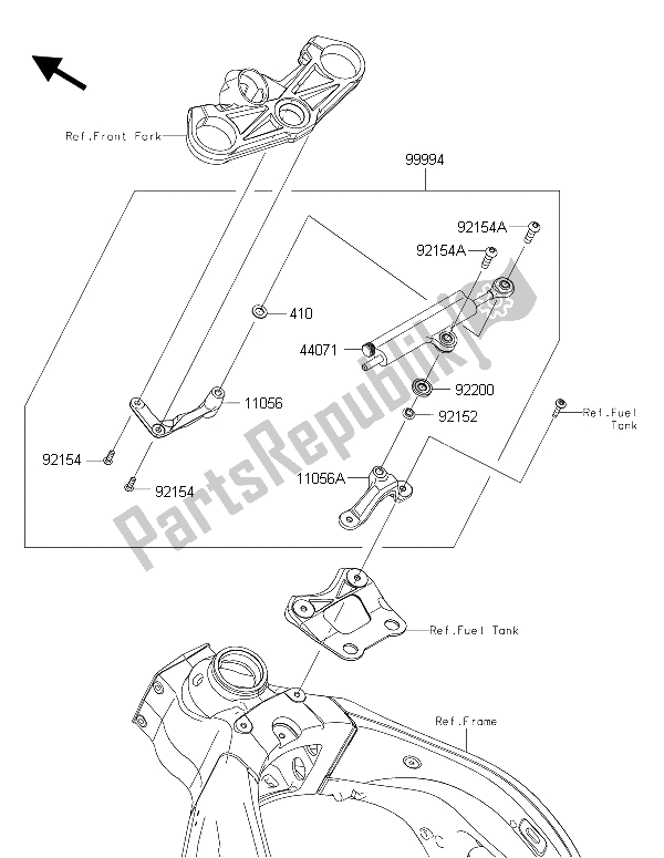 All parts for the Accessory (steering Damper) of the Kawasaki Ninja ZX 6R 600 2015