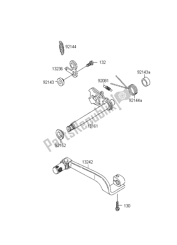 All parts for the Gear Change Mechanism of the Kawasaki KDX 200 1996