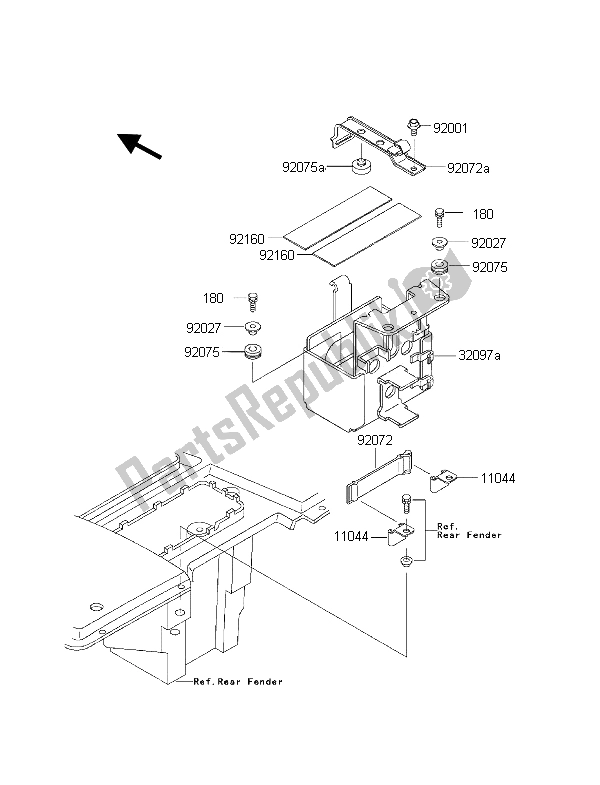 Tutte le parti per il Custodia Della Batteria del Kawasaki KLF 300 2001