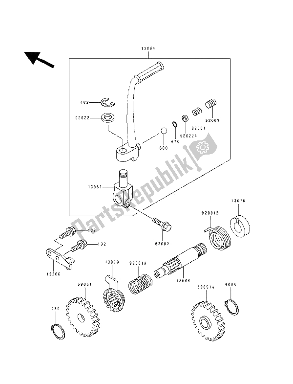 Tutte le parti per il Meccanismo Di Kickstarter del Kawasaki KX 80 SW LW 1991