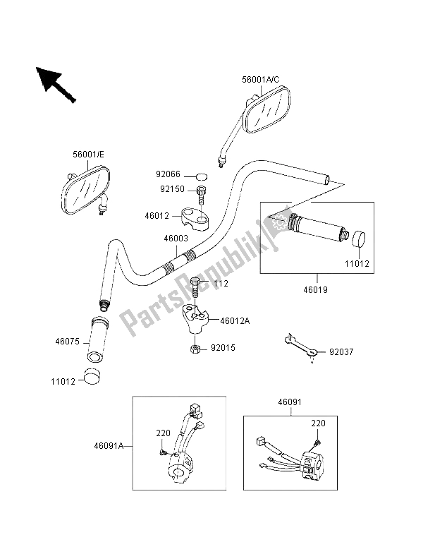 All parts for the Handlebar of the Kawasaki VN 1500 Classic 1998