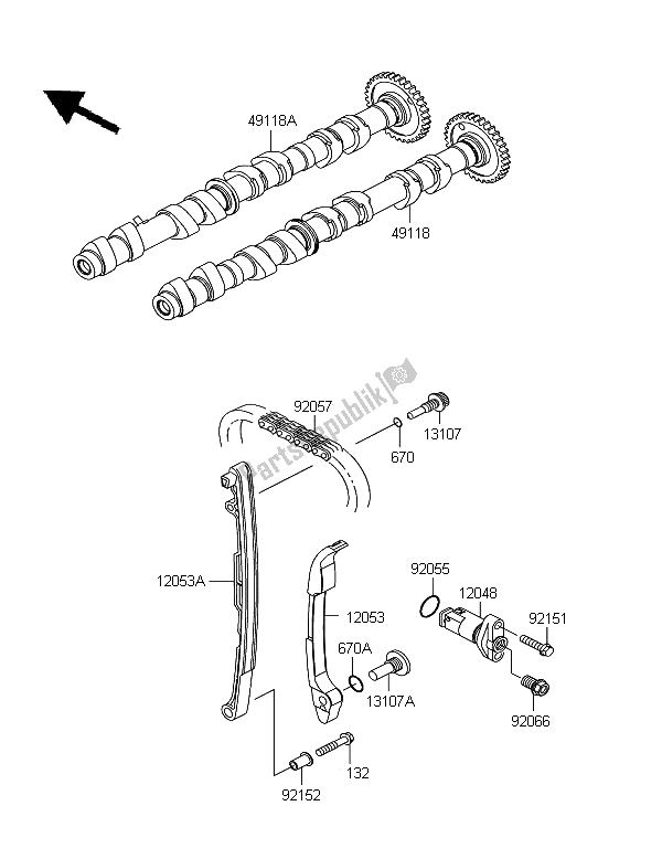 Tutte le parti per il Albero A Camme (s) E Tenditore del Kawasaki Z 750 2011