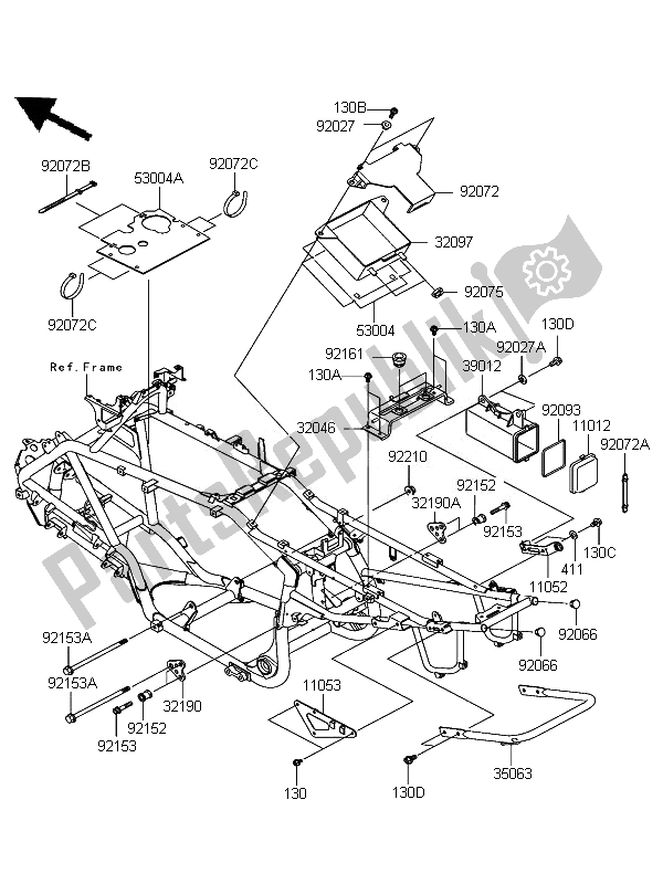 Todas las partes para Accesorios De Marco de Kawasaki KFX 700 KSV 700B7F 2007