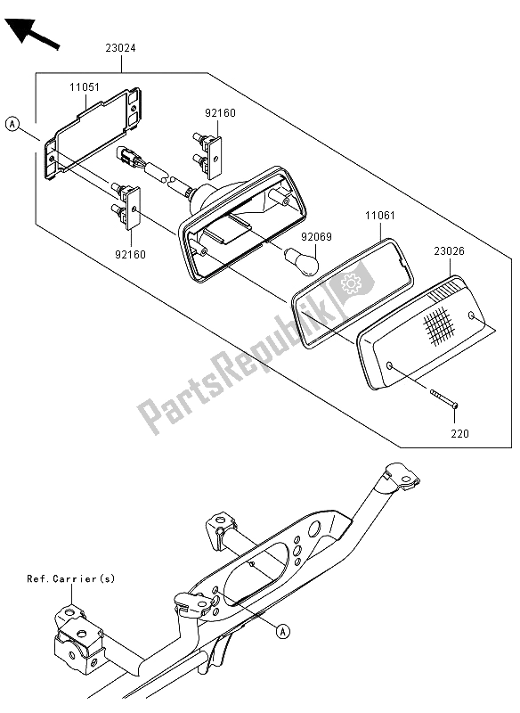 All parts for the Taillight of the Kawasaki KVF 750 4X4 2012