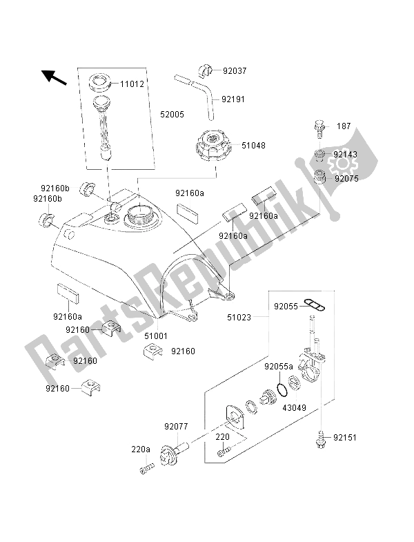 Wszystkie części do Zbiornik Paliwa Kawasaki KVF 400 2001