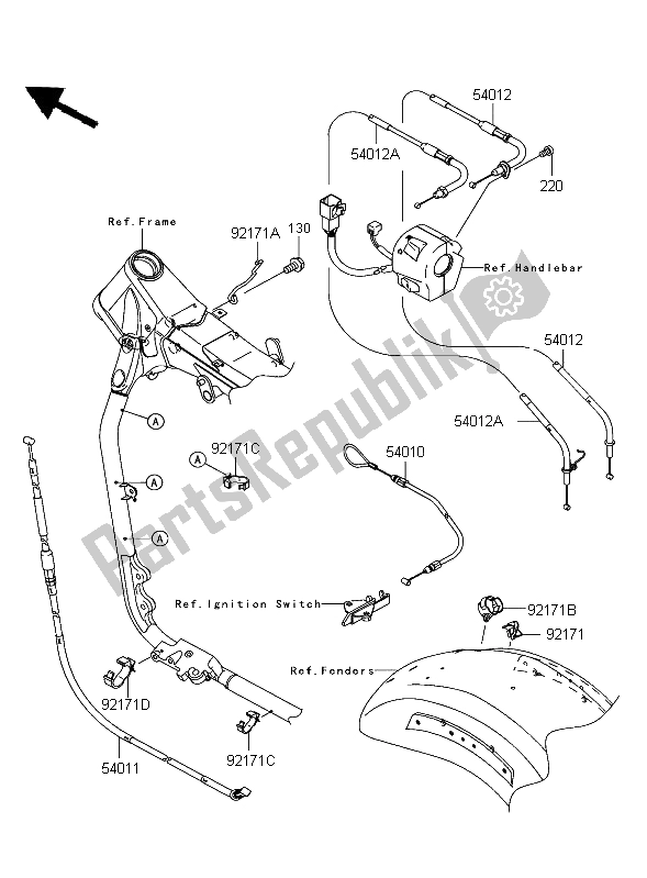 All parts for the Cables of the Kawasaki VN 2000 2004