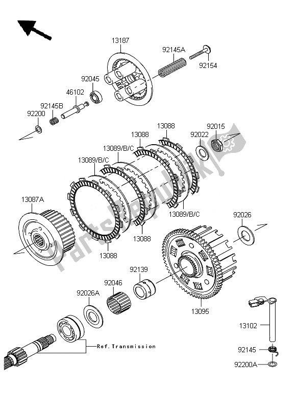 All parts for the Clutch of the Kawasaki Z 750 ABS 2010