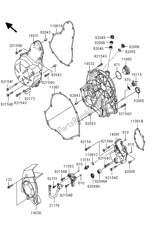 All parts for the Engine Cover(s) of the Kawasaki ER 6F ABS 650 2013