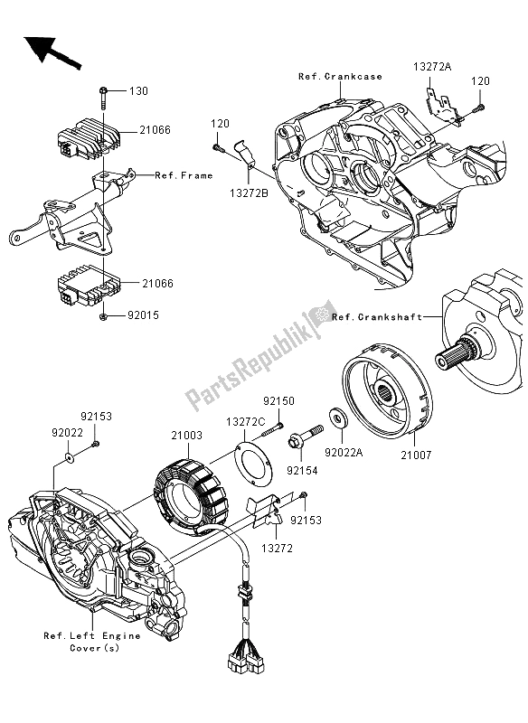 Alle onderdelen voor de Generator van de Kawasaki VN 1700 Voyager ABS 2009