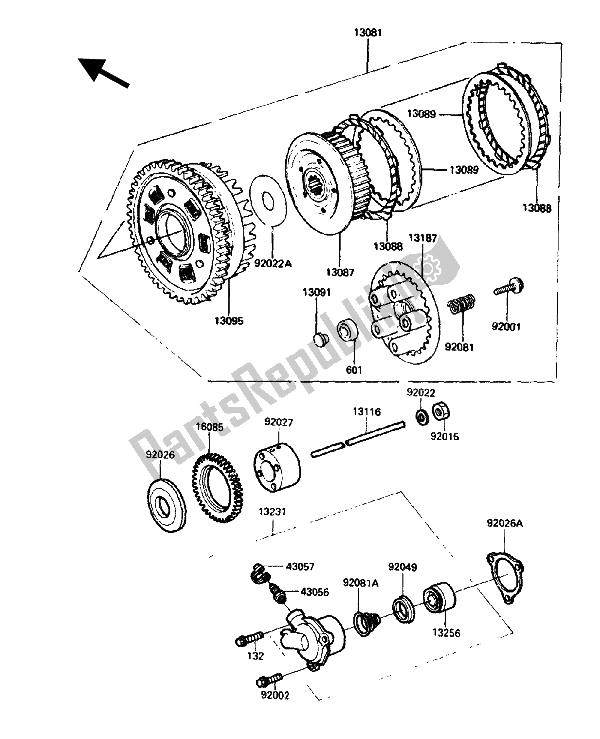 Todas as partes de Embreagem do Kawasaki GPZ 750R 1986