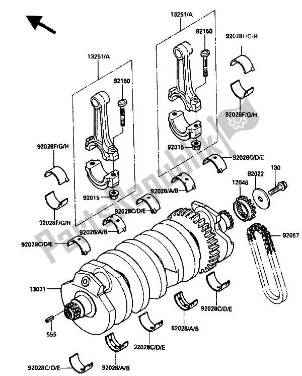 All parts for the Crankshaft of the Kawasaki ZX 10 1000 1989