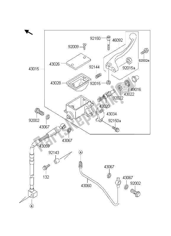 All parts for the Front Master Cylinder of the Kawasaki KLX 300R 2002