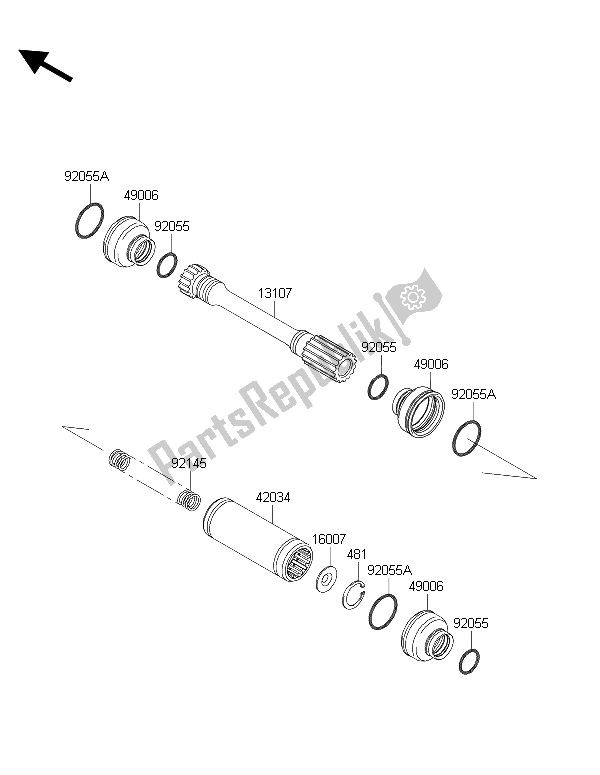 All parts for the Drive Shaft Propeller of the Kawasaki Brute Force 750 4X4I EPS GFF 2015