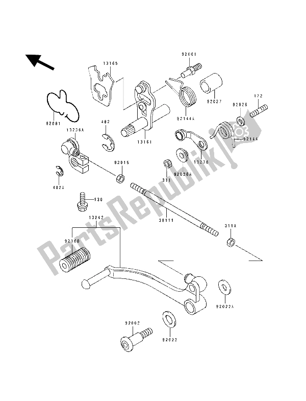 Todas las partes para Mecanismo De Cambio De Marcha de Kawasaki KLE 500 1994