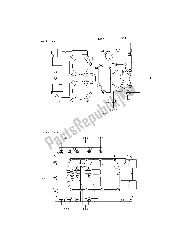 All parts for the Crankcase Bolt Pattern of the Kawasaki EN 500 1994