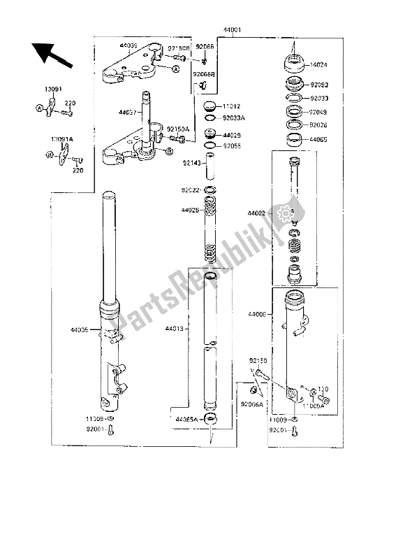 Tutte le parti per il Forcella Anteriore del Kawasaki VN 15 SE 1500 1988