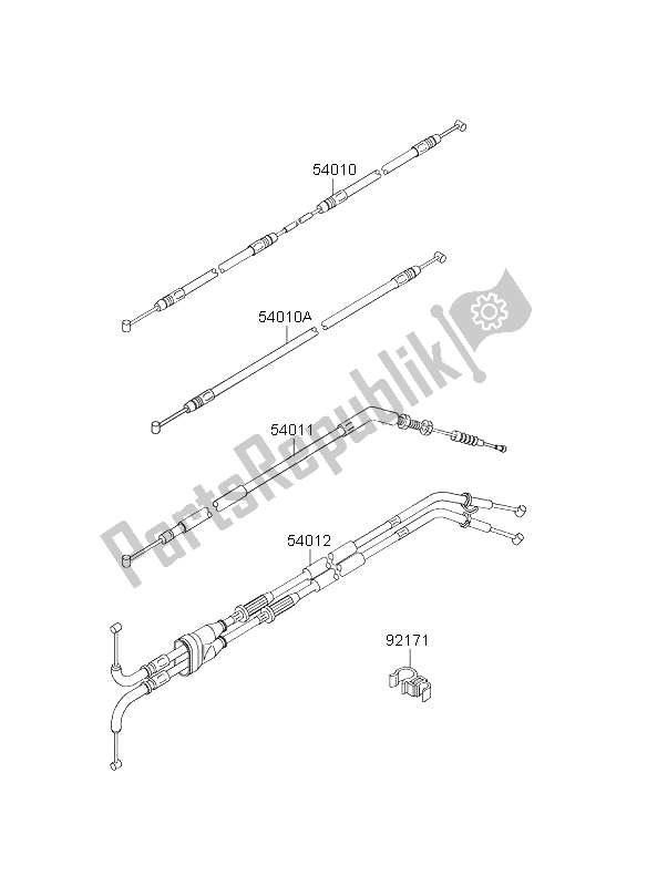 All parts for the Cables of the Kawasaki Z 1000 ABS 2008