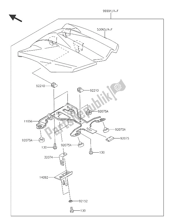 All parts for the Accessory (single Seat Cover) of the Kawasaki Z 1000 SX ABS 2016