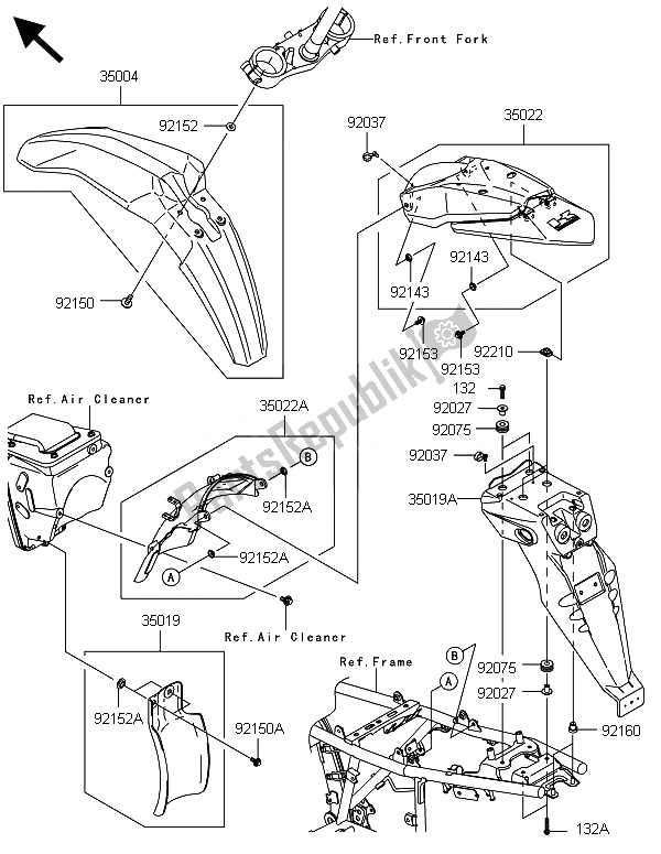 All parts for the Fenders of the Kawasaki KLX 250 2014