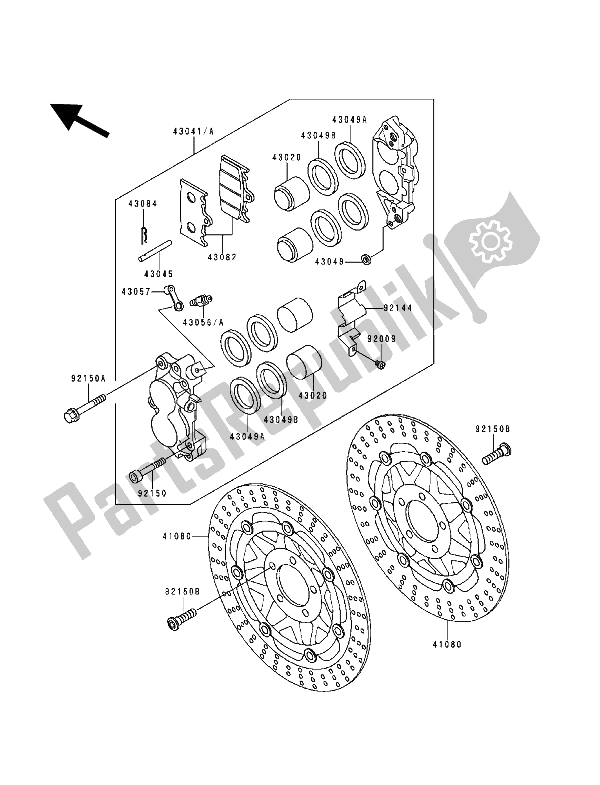 All parts for the Front Brake of the Kawasaki ZZ R 600 1994