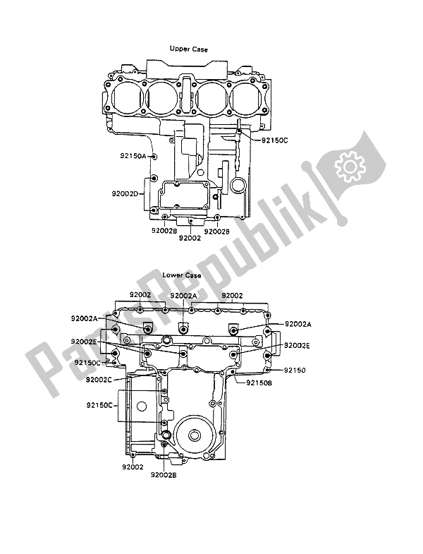 All parts for the Crankcase Bolt Pattern of the Kawasaki ZXR 750 1990