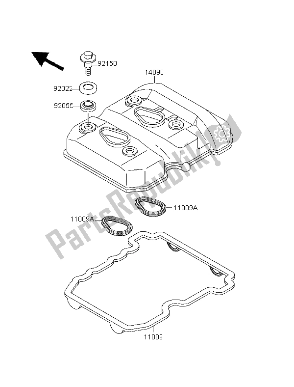 All parts for the Cylinder Head Cover of the Kawasaki EL 252 1996