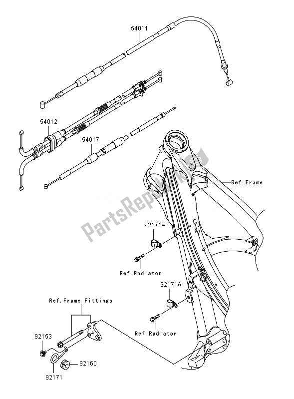 Toutes les pièces pour le Câbles du Kawasaki KX 250F 2007