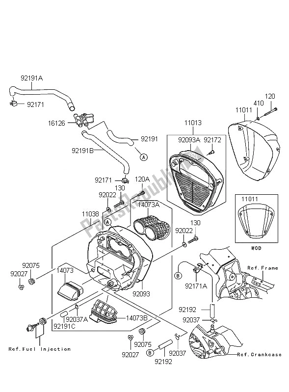 Tutte le parti per il Filtro Dell'aria del Kawasaki VN 2000 2005