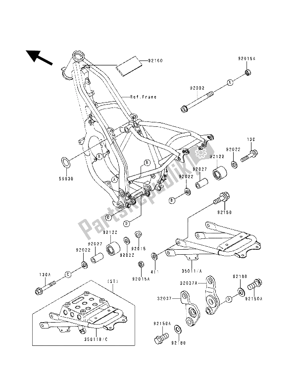 Toutes les pièces pour le Montage De Cadre du Kawasaki KDX 125 1990