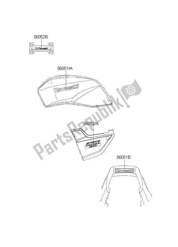 Alle onderdelen voor de Stickers van de Kawasaki ZRX 1200 2004