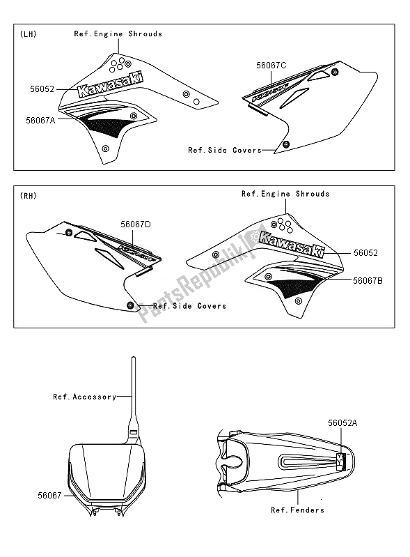 Toutes les pièces pour le Décalcomanies du Kawasaki KX 450F 2007