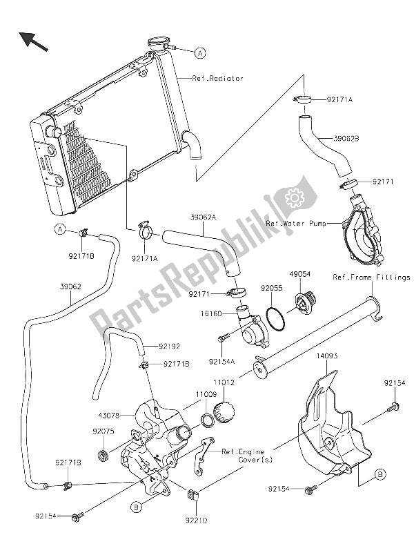 All parts for the Water Pipe of the Kawasaki Vulcan S 650 2016