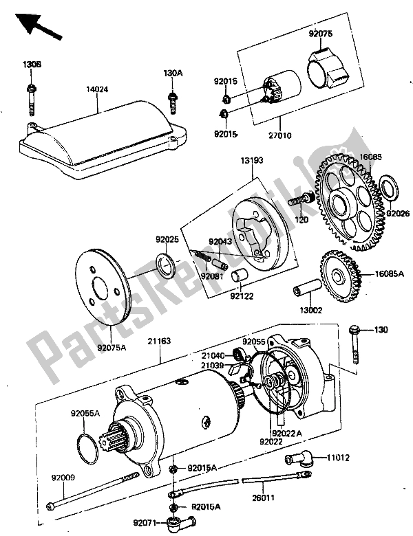 All parts for the Starter Motor of the Kawasaki ZN 1300 1985