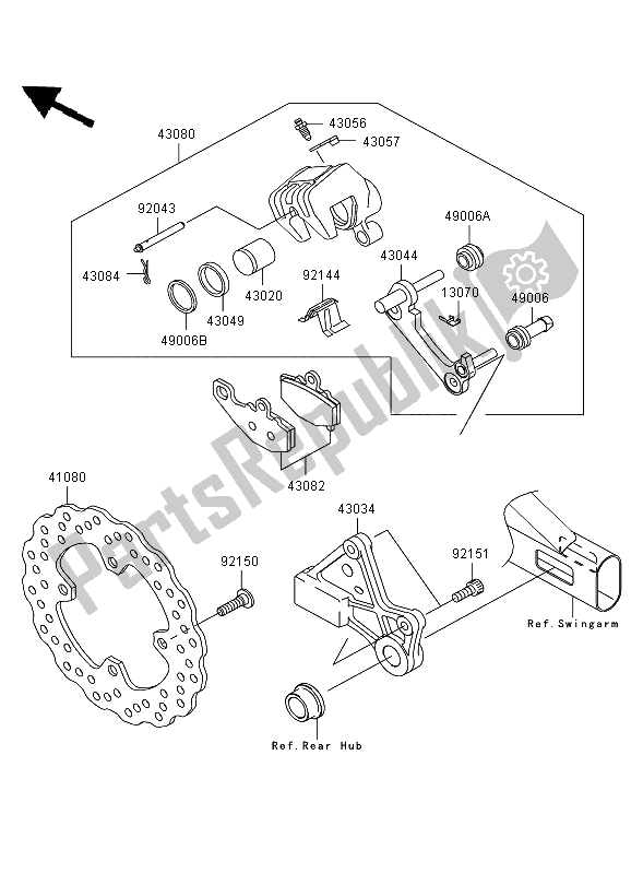 Todas las partes para Freno Trasero de Kawasaki ER 6N 650 2008