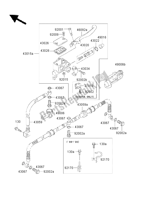 All parts for the Front Master Cylinder of the Kawasaki KVF 400 2000