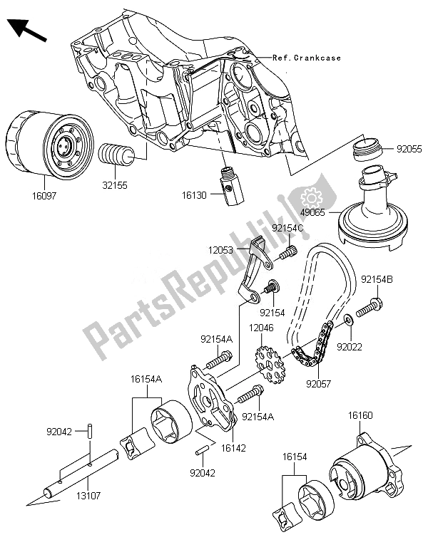 All parts for the Oil Pump of the Kawasaki ER 6F 650 2014