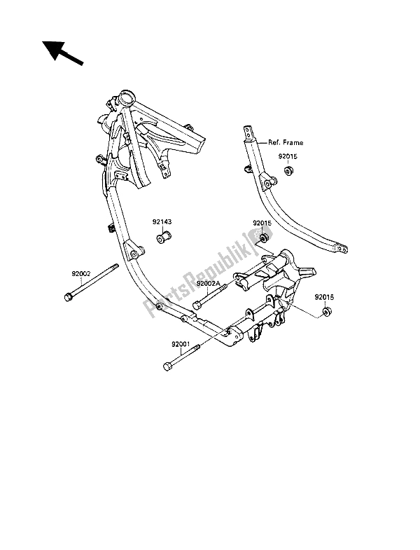 Tutte le parti per il Montaggi Della Struttura del Kawasaki GPZ 500S 1987