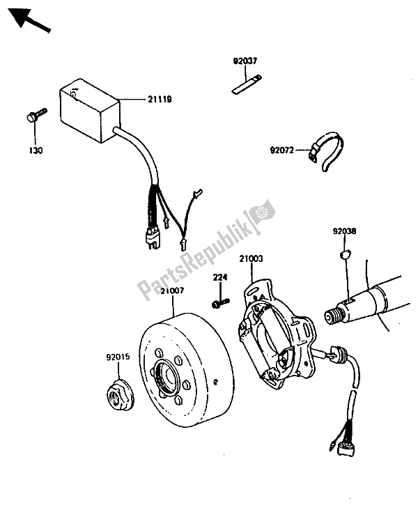All parts for the Generator of the Kawasaki KX 80 1987