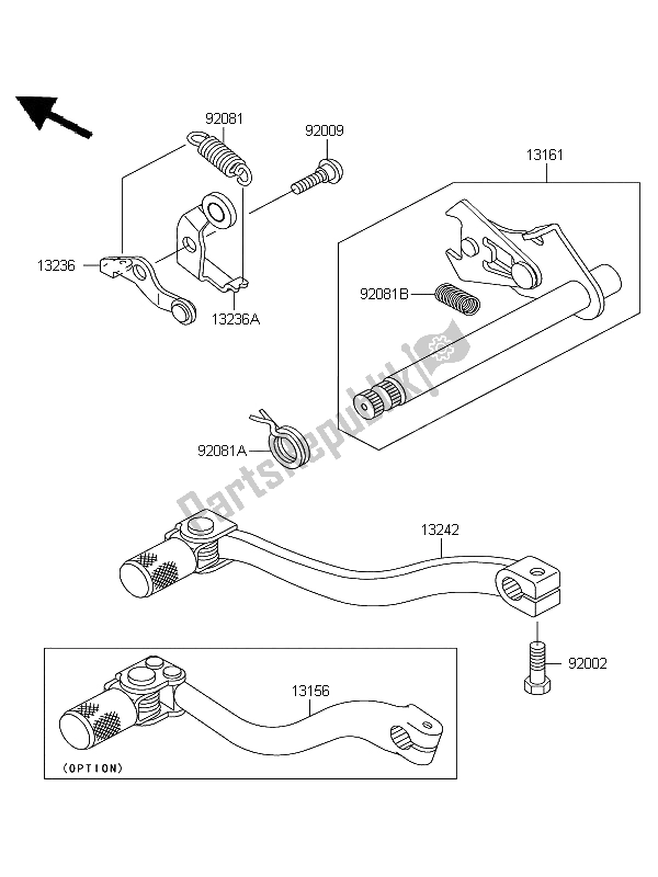 All parts for the Gear Change Mechanism of the Kawasaki KX 65 2012