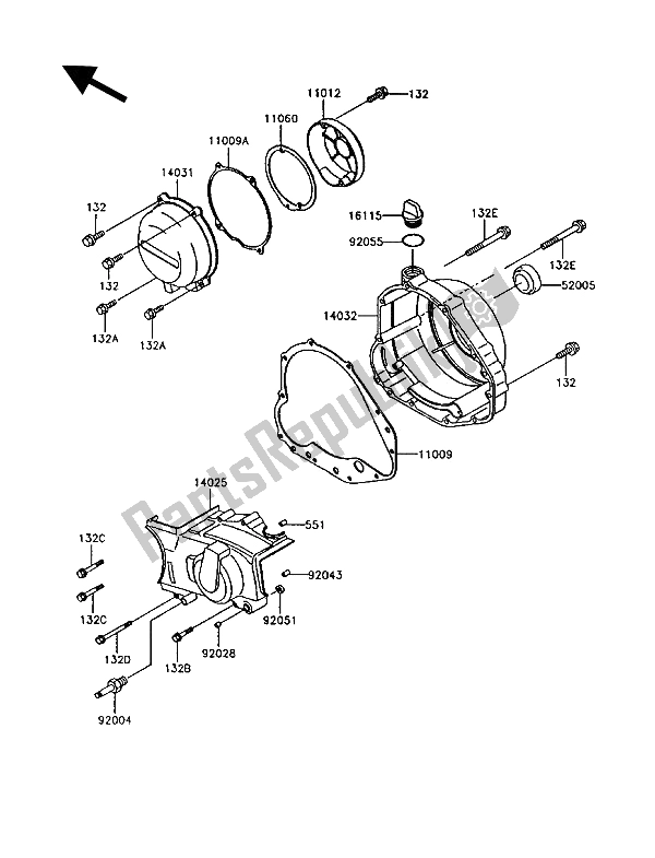 Tutte le parti per il Coperchio (i) Del Motore del Kawasaki GT 750 1994