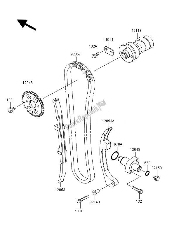 Todas las partes para árbol De Levas Y Tensor de Kawasaki Eliminator 125 2007