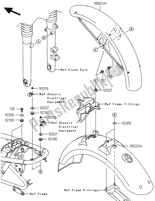 All parts for the Fenders of the Kawasaki W 800 2014