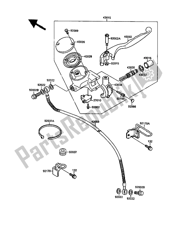 All parts for the Front Master Cylinder of the Kawasaki VN 15 1500 1990