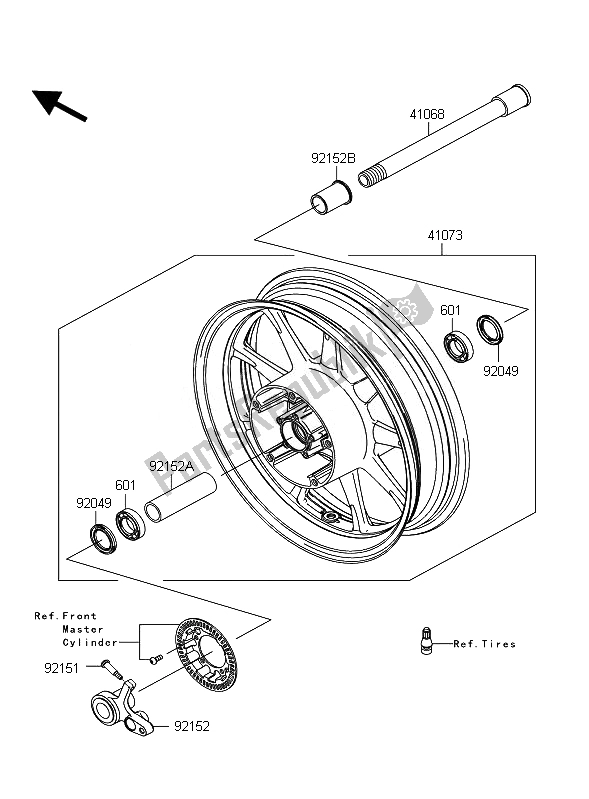 All parts for the Front Hub of the Kawasaki VN 1700 Classic Tourer ABS 2010